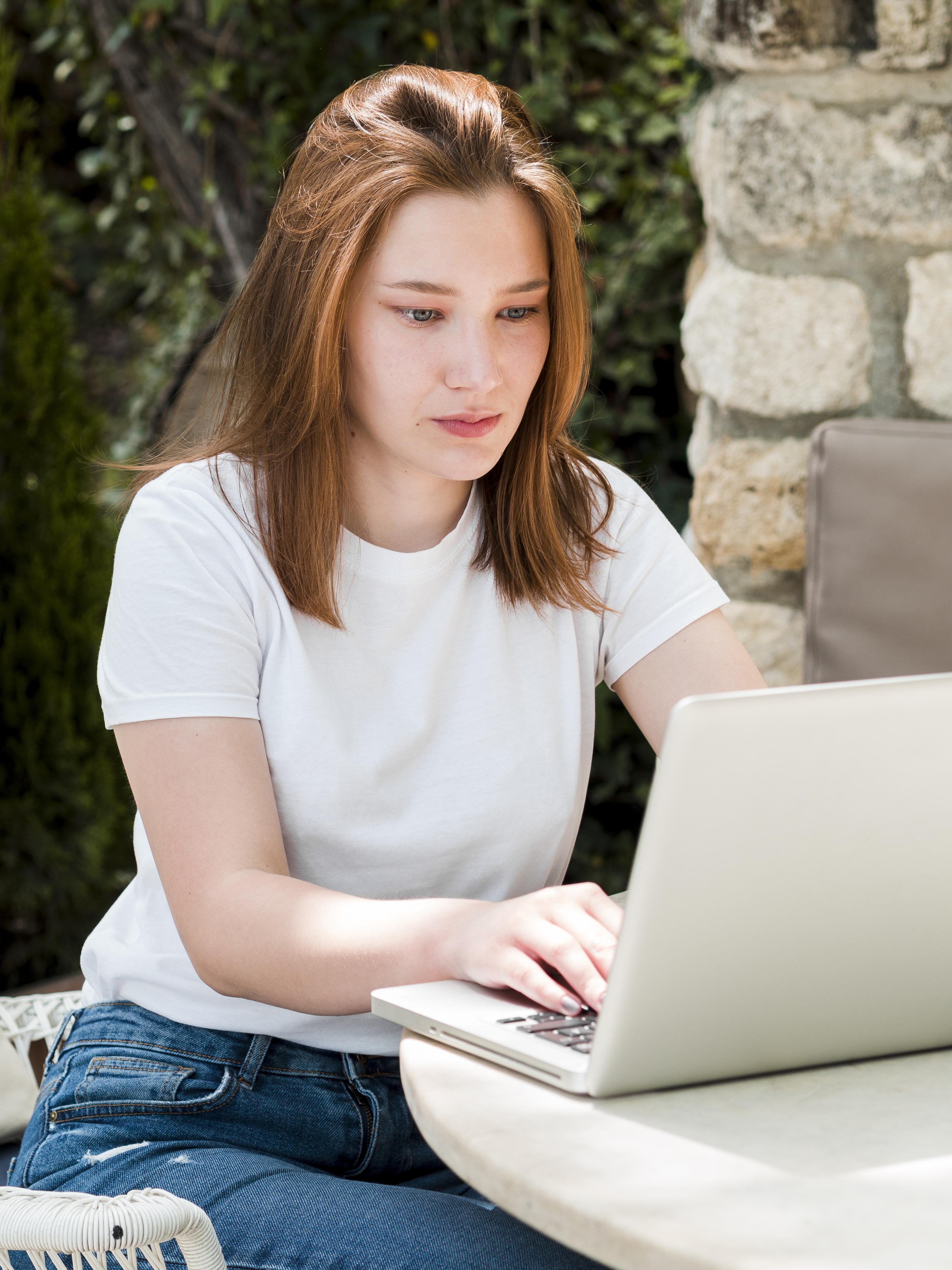 woman on computer